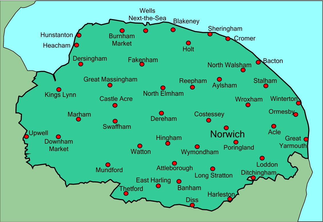 Select a Village, Town or City in Norfolk