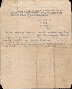 War Office Letter 2