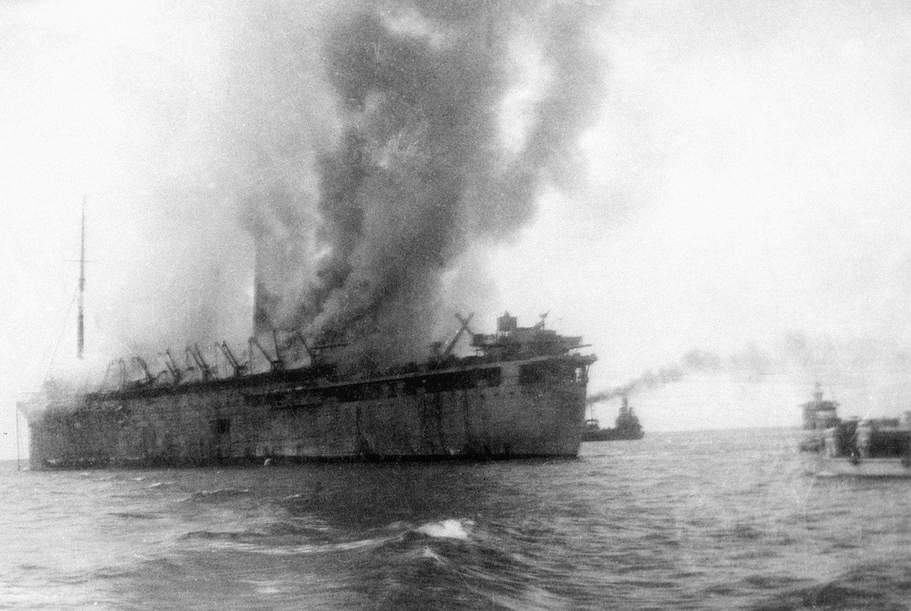 Empress of Asia_on_fire_after_IJN_air_attack