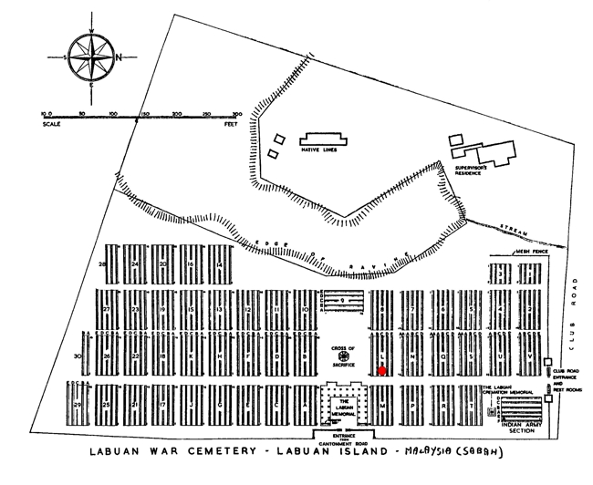 Jones-Arthur-Ruskin - Labuan War Cemetery Plan