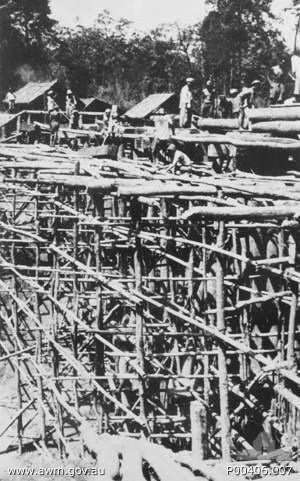 Songkurai, Thailand. 1943. Building the Songkurai bridge on the Burma-Thailand railway